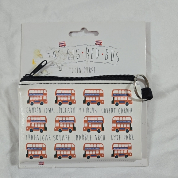 Bid Red Bus Accessories - Coin Purse - White and Red